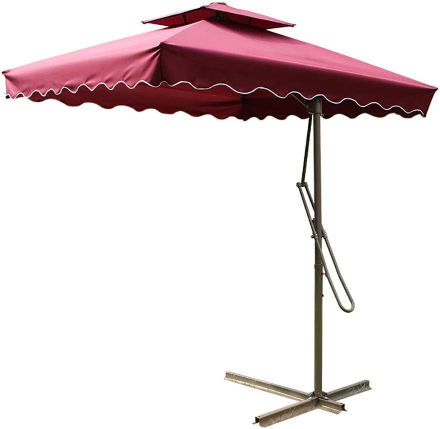 Amazon Com Patio Umbrella With Base Waterproof Outdoor Parasol Overhanging Parasol Straight Pole Side Stand Roman Umbrella Patio Umbrella Large Folding Patio Umbrella 2 52 5m Red Garden Outdoor