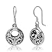 925 Oxidized Sterling Silver Bali Inspired Open Filigree Circle Dangle Hook Earrings