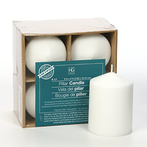 Buy Hosley 4"High White Unscented Pillar Candles Set of 4. Ideal for