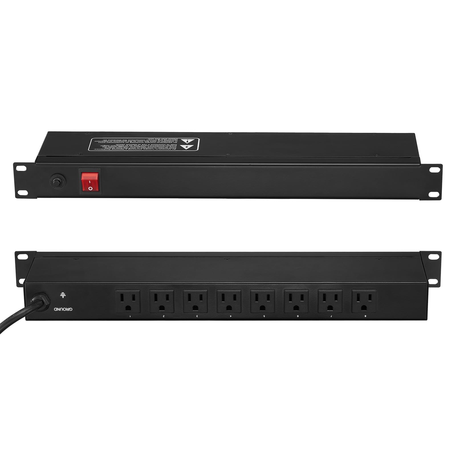 VEVOR 8 Outlet Horizontal 1U Rack Mount PDU Power