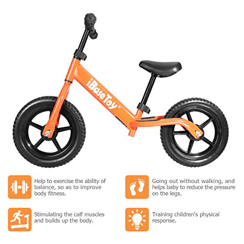 iBaseToy Kids Balance Bike, Lightweight No Pedal Kids Walking Bicycle