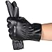 Sannysis Mens Luxurious PU Leather Winter Super Driving Warm Gloves Cashmere