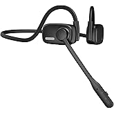 Bluetooth Headphones, Bluetooth V5.4 Wireless Headphones with Noise Cancelling Mic, 12H Playtime, 15.4mm Diaphragm Driver, Open Ear Headset for Office Meeting Running Cycling Driving (Black)