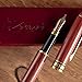 ZenZoi Burgundy Wood Fountain Pen – Medium Nib Handcrafted Calligraphy Stylograph Pens, Includes Ink Refill Converter & Wooden Gift Box Case