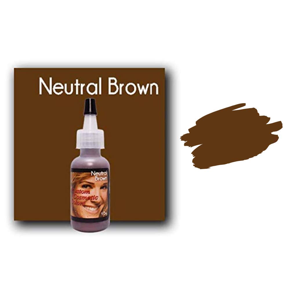 Custom Cosmetic Colors NEUTRAL BROWN Pigment Tattoo Ink Color Perfect Eyebrows Brow Shading Works with Microblading Pen Permanent Makeup Machine 1/2 oz