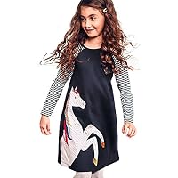 Sagton Baby Dresses, Cute Kids Toddler Girls Pony Stripes Dress Skirt Clothes (Long Sleeve, 2T)