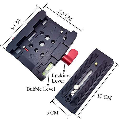 Aluminum Alloy Quick Release Clamp Adapter + 2pcs Quick Release Plates Camera Mount Compatible with Monopod Tripod Head Fluid Slider Shoulder Rig Manfrotto 501HDV 500AH 503HDV 701HDV 519 561 Q5 577