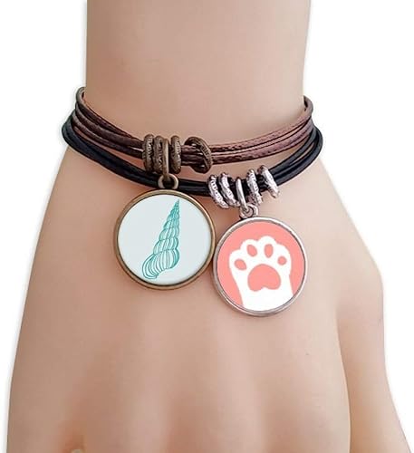 Amazon ブルーマリンライフのカタツムリのイラスト 猫のレザーロープブレスレットリストバンドカップルセット ブレスレット 通販