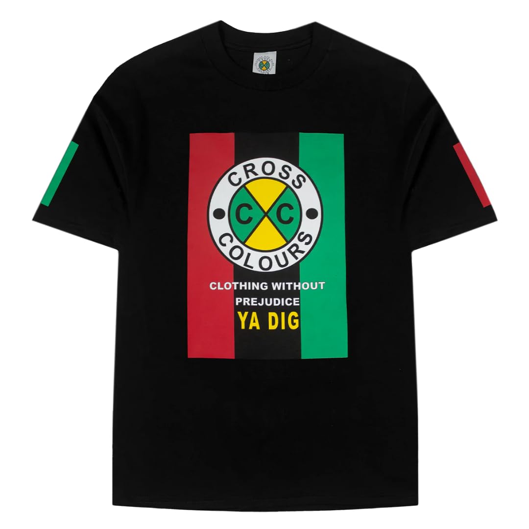 Photo 1 of CROSS COLOURS Flag Logo T-Shirt (US, Alpha, Medium, Regular, Regular, Black)