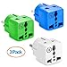 Yubi Power Grounded 2 in 1 Schuko Plug Adapter Type E/f for Europe, France, and More. / with Two Universal Plug in Ports/Grounded - Ce Certified - Rohs Compliant-3 Pack Blue,Green,White