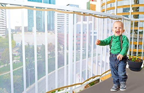 Harmonic Lifewares 10ft x 3ft Child Safety Rail Net - INDOOR &amp; OUTDOOR usage - Balcony - Stairway - Reinforced Materials - Adjustable - Pet Safety Mesh