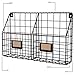 Wall35 Rivista 2 Compartment Multipurpose Wall Mounted Farmhouse Design Basket - Wide Magazine Rack Metal Wire (Black)