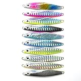 Aorace 10pcs/lot Jigging Lure Lead fish Metal Jig Fishing Lure Paillette Knife Artificial Hard Bait Laser Body