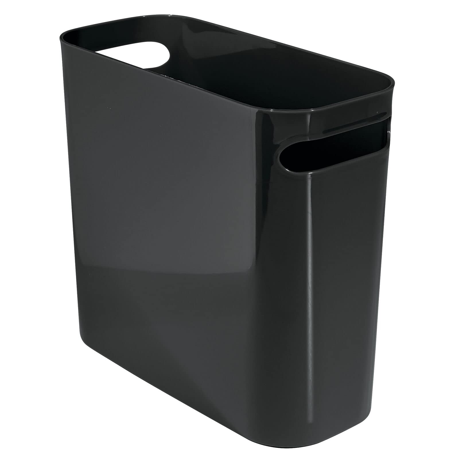 mDesign Bathroom Bin - Bedroom Bin & Rubbish Bin For Bedrooms, Bathrooms, Home and Offices - Practical Waste Paper Bins - Black