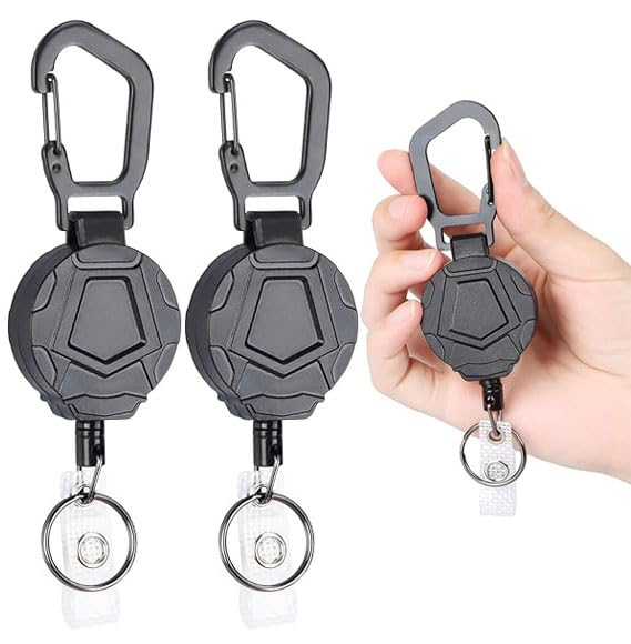 Vugttuon 2Pcs Retractable Keychain, Heavy Duty Retractable Lanyard, Carabiner Badge Holder, Extendable Retractable Keychain with 60cm Steel Wire Rope