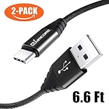 USB Type C Cable, eSamcore [2-Pack] [6.6ft] Fast Charging Nylon Braided USB C Cable for Samsung Galaxy Note 8, Galaxy S8/S8 Plus, LG G5/G6/V20, Nintendo Switch, Google Pixel XL, Nexus 5X/6P [Black]