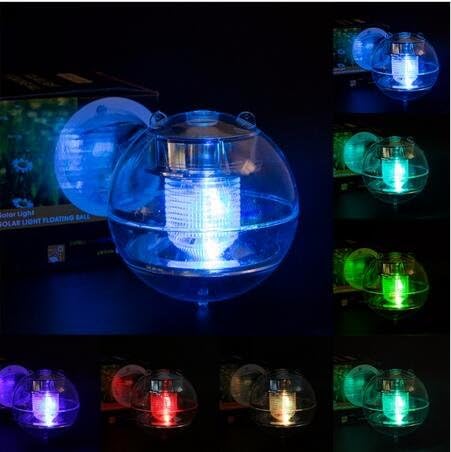 Solar Power Waterproof Automatic Color Changing LED 7 Colors Floating Swimming Lantern Shape Globe Swimming Pool Pond Party Ball Light Garden Decoration Night Lights Lamp (pool light)