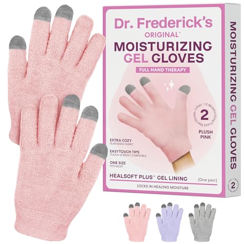 Dr. Frederick’s Original Moisturizing Gel Gloves – Deep Moisturizing and Fast Relief for Dry Hands – Touchscreen-Friendly – Mango Butter, Shea Butter, Jojoba, & Coconut Oil - Plush Pink