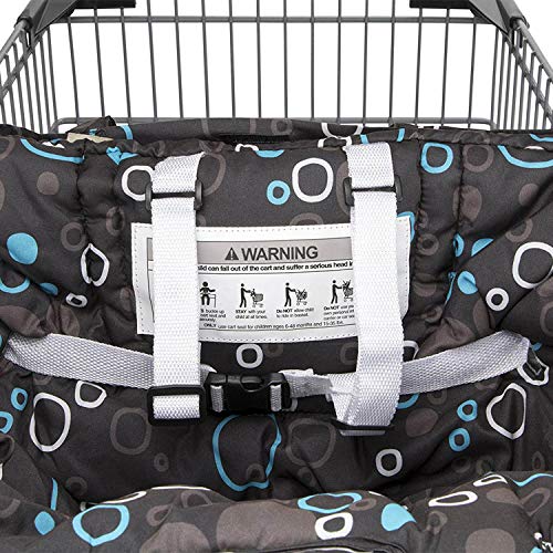 2-in-1 Shopping Cart and High Chair Cover for Baby~Padded~Fold'n Roll Style~Portable with Free Carry Bag (Black Circle)