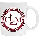 R and R Imports University of Louisiana Monroe 12 oz White Ceramic Coffee Mug Officially Licensed Circle Design Single