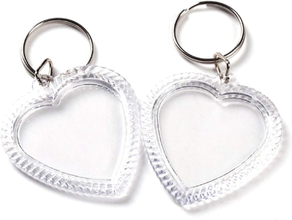 Upstore 25Pcs Clear Acrylic Blank Photo Keyring Heart Shape Photo Keychains Insert Personalized Keychain Snap in Insert Picture Frame Key Chain Keyrings Key Holder Great for DIY Gift - Image 4