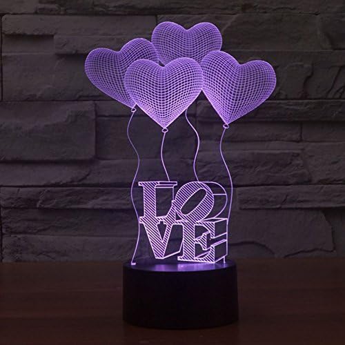 NIEBC RGB 3D 7-Color Gradual Changing LED Touch Switch Visualization Illusion Atmosphere Light Desklamp Nightlight (Love)