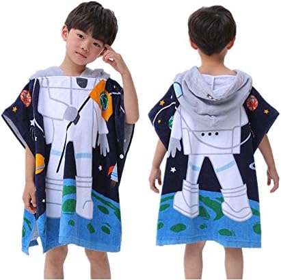 OAMORE Baby Towel Breathable Warm Child Cartoon Bathrobes Polygonal Dinosaur Hooded Towel Bath Towels (Astronaut)