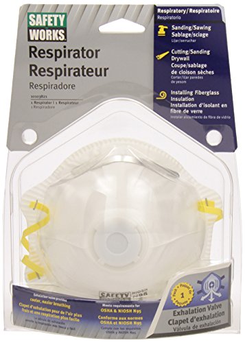 Safety Works 10103821 Respirator N-95 Harmful Dust Disposable with Exhalation Valve, 1 Pack