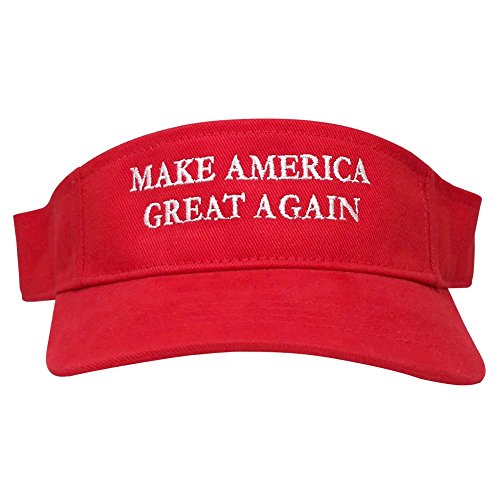 Donald Trump Visor, Make America Great Again - Quality Embroidered 100% Cotton Visor Cap - Red