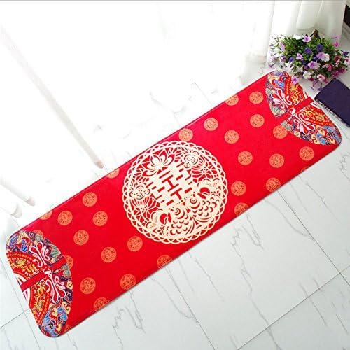 Double Happiness Non-slip Door Mat Home Decor Traditional Chinese Wedding Vintage Retro Doormat Entrance Mat Floor Mat Rug Indoor/Outdoor/Front Door/Bathroom Mats