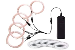 MaxLax EL Wire White, Neon Wire Light 5 in 1 Meter, Electroluminescent Wire for Halloween Decoration, Christmas Party, DIY Decoration…