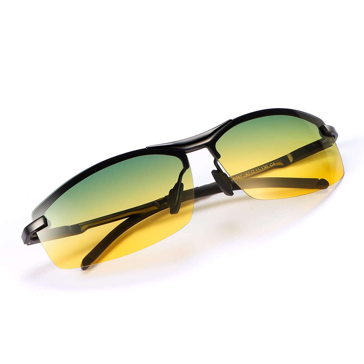 Night Vision Photochromic Polarized HD Sunglasses Spring Hinge UV400 Protection Sun Glasses Safety Eyeglasses for Men Women Day and Night Sports Driving Golf Fishing Anti Glare Gradient Lens Eyewear