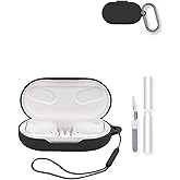 Case for JBL SoundGear Sense Earbuds,Soft Protective,BOVUGAC Silicone Case Cover with Keychain & Cleaning Kit & Lanyard for JBL SoundGear Sense-Black
