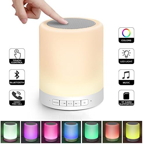 Night Light Bluetooth Speaker WAWOOW Touch Control Bedside Lamps Portable Wireless Speaker Dimmable Color Table Lamp With TF Card Hands-free MP3 Player Best Gift for Kids Wommen Teens Sleeping Aid