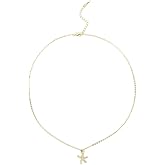 Mikovivi Gold Starfish Necklace, Adjustable Star fish Pendant Necklace Dainty Ocean Beach Beachy Summer Vacation Jewelry Charm for Women Bohemian Decorations and Anniversary Birthday Jewelry Gifts