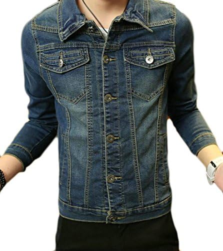 Cruiize Mens Hole Distressed Unlined Cowboy Slim Denim Hacket Coats Denim Blue L