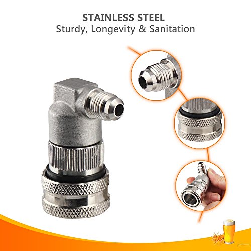 OneBom Ball Lock Disconnect, Stainless Steel Ball Lock Gas & Liquid, 1/4'' MFL Thread Update for Corny Keg (Stainless Steel)