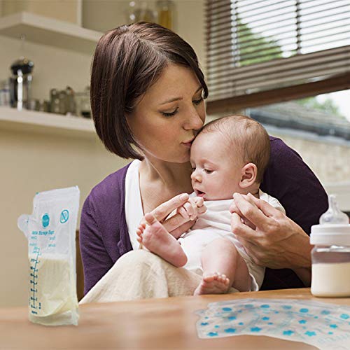 GLAND Breast Milk Storage Bags Easy Pour Spout 200 Count, Pre-Sterilized BPA Free Ready to Use Double Zipper Seal Bags for Pumping Freezing and Feeding Self-Standing Flat Profile Space Saving 8 oz. - Thumbnail 7
