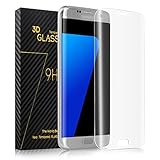 Amoner Galaxy S7 Edge Screen Protector, Tempered Glass Screen Protector with 9H Hardness Full Coverage Ultra HD Clear Anti-Bubble Scratch Proof Military Grade Screen Cover, One Year Warranty- Clear