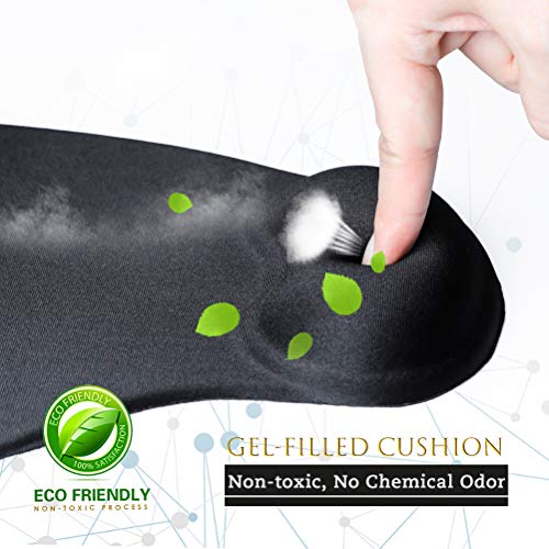 MROCO Ergonomic Mouse Pad with Gel Wrist Rest Comfortable Mouse Pad with Wrist Support, Pain Relief Mousepad with Non-Slip PU Base Mouse Mat for Home, Office & Travel, 11 x 8.7 inches, Black - Thumbnail 5