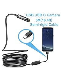 dylviw 16.4 foot Cable rígido USB C Tipo C endoscopio boroscopio Cámara de inspección cámara de 2.0 megapíxeles HD cámara de serpiente para nuevo ANDROID SAMSUNG GALAXY S8, S8 Plus,  Pixel, Nexus 6P, Huawei V9