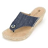 White Mountain Women's Bandana Thong Wedge Sandal