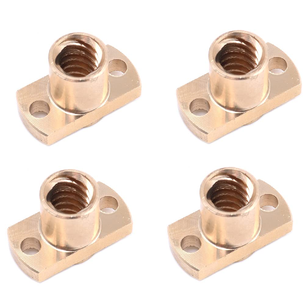 DollaTek 4pcs T8 Lead Screw nut Pitch 2mm Lead 8mm Brass T8x8mm Flange Screw Nut