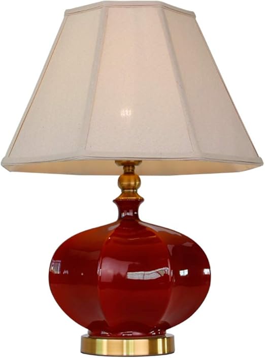 red bedside lamp