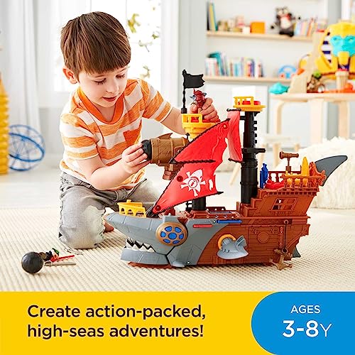Imaginext Preschool Toy Shark Bite Pirate Ship Playset With Figure