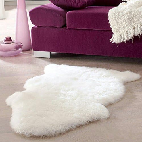 RexRod Faux Sheepskin Rug Seat Pad for Sofa Chair and Floor (white)