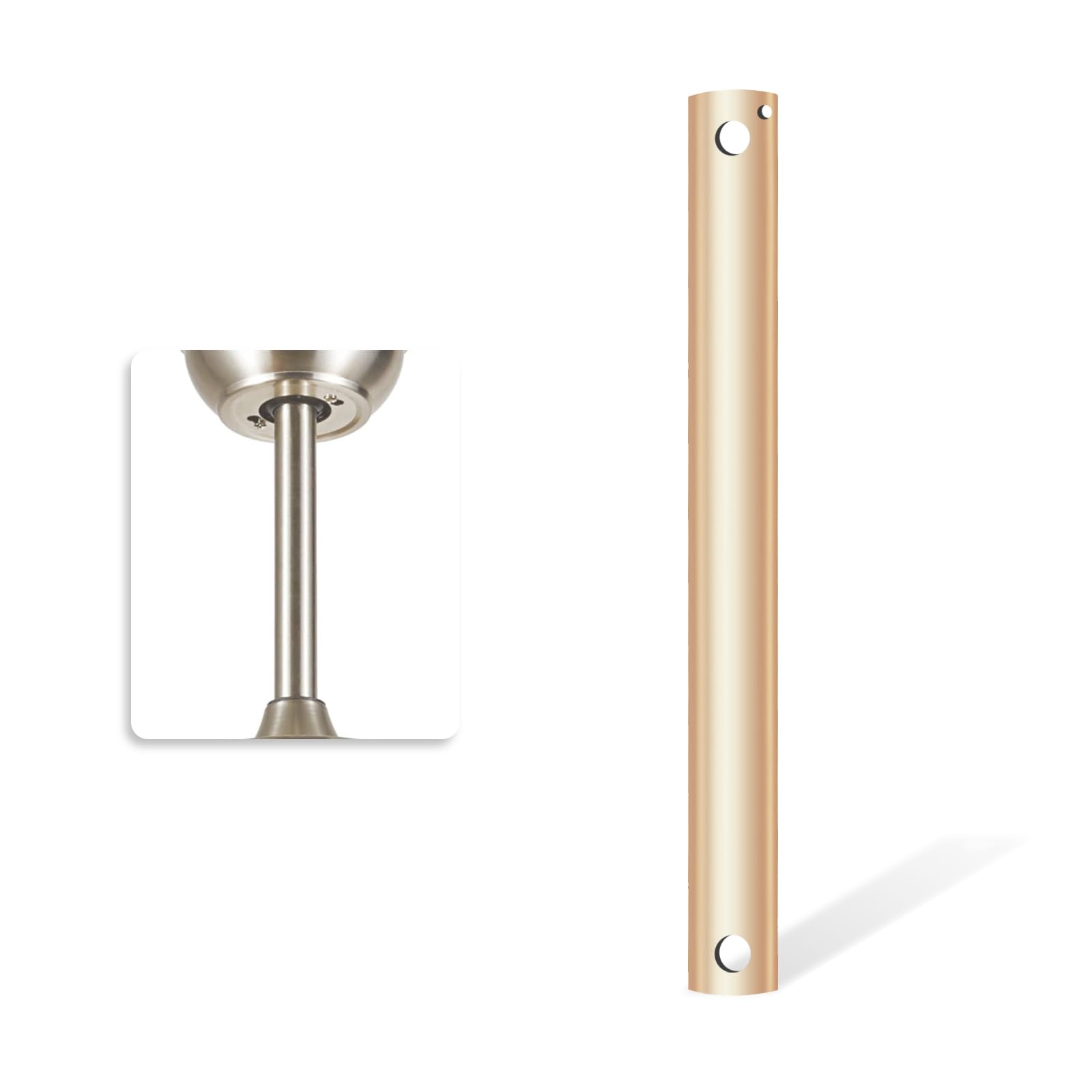 Photo 1 of Nianzcy 16 Inch Ceiling Fan Downrod with Extension Cord, 1 .3 Foot Gold Ceiling Fan Extension Rod, 1 Inch OD, ceiling fan downrods for Various Fans (Gold, Not Threaded)