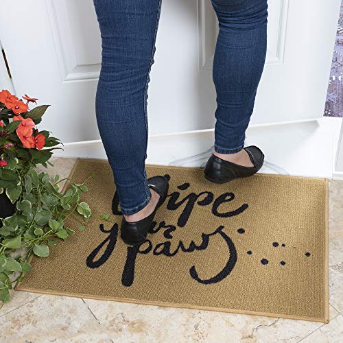 Ottomanson Doormat Collection Rectangular Wipe Your Paw Doormat, 20" X 30", Beige