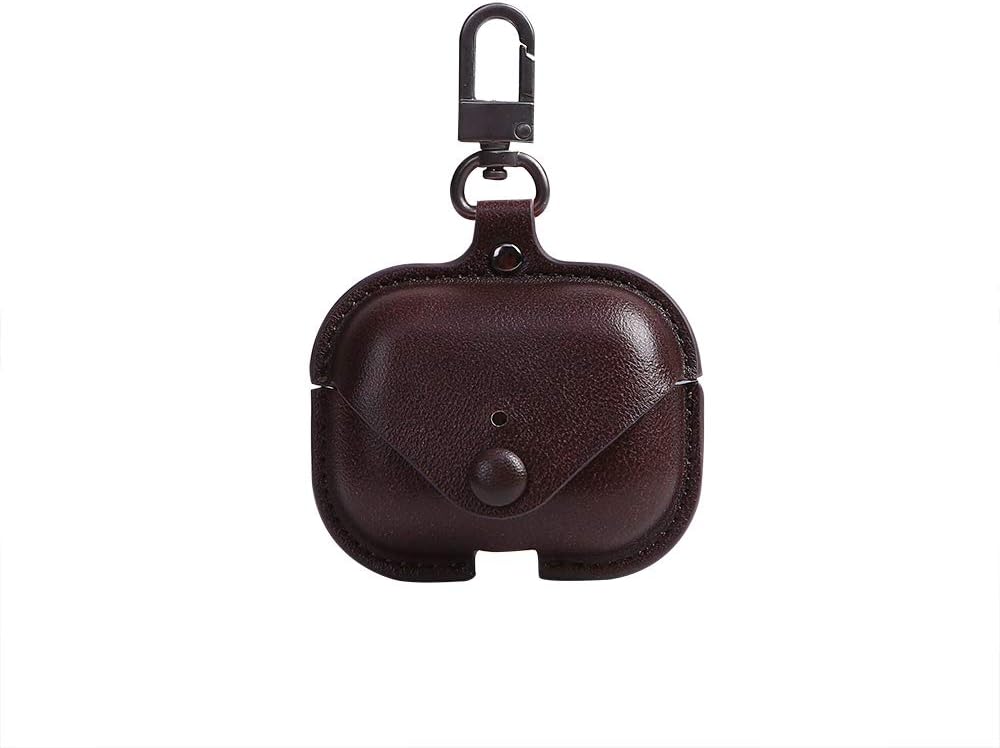 Leather Case for AirPods Pro with Keychain, PU Protective Case Cover Skin for AirPods 3 Charging Case by Jakarol (Coffee)