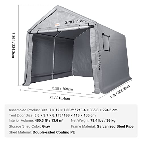 VEVOR Portable Shed Outdoor Storage Shelter, 6x8 x7 ft Heavy Duty All